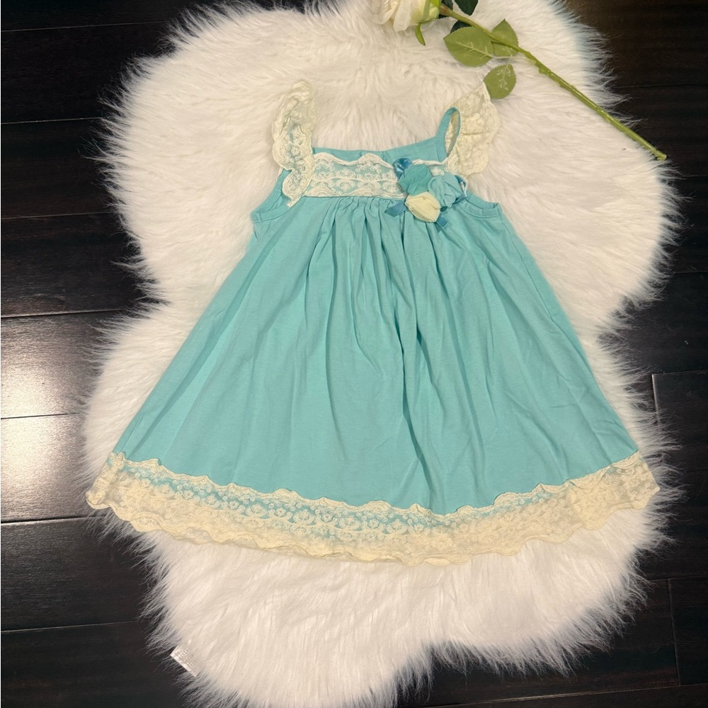 Catherine Malandrino Aqua and Cream Lace Dress